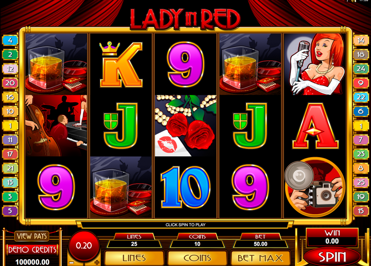 lady in red microgaming online slots 