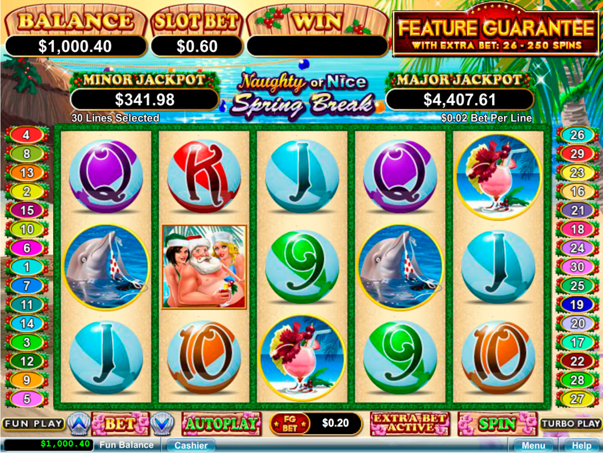 naughty or nice spring break rtg online slots 