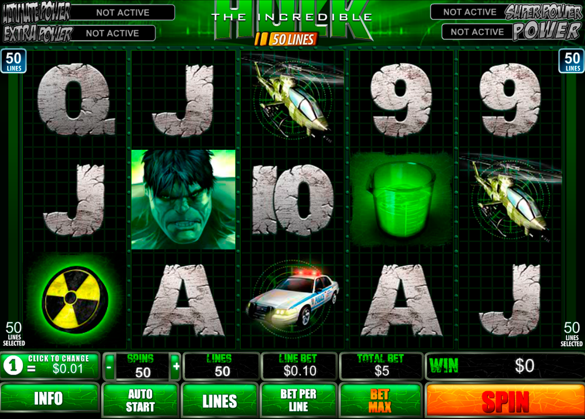 the incredible hulk 50 lines playtech online slots 